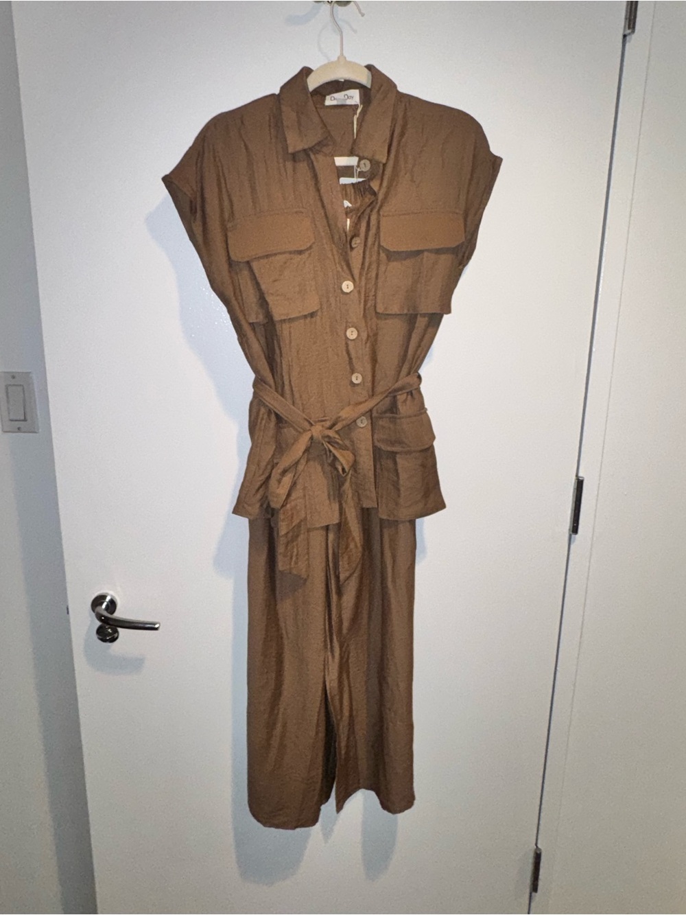 Linen Blend Sleeveless Button Front Top and Wide Leg Pants Set NWT
